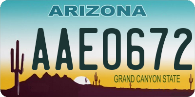 AZ license plate AAE0672