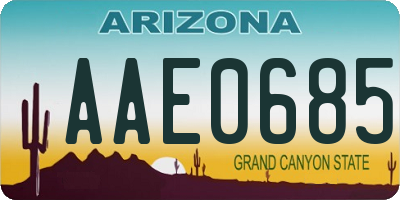 AZ license plate AAE0685
