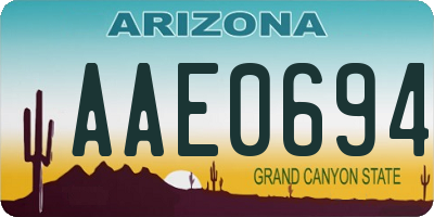 AZ license plate AAE0694
