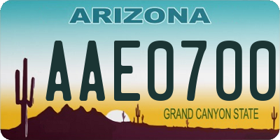 AZ license plate AAE0700