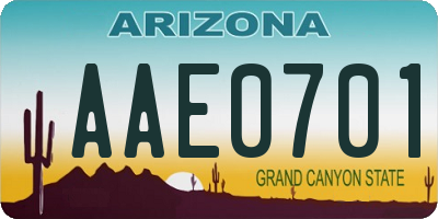 AZ license plate AAE0701