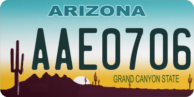 AZ license plate AAE0706