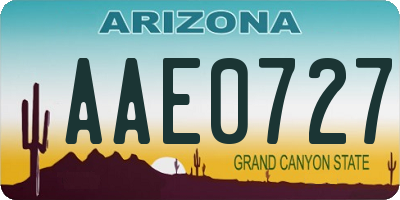 AZ license plate AAE0727