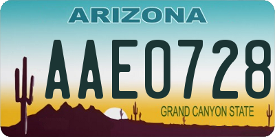 AZ license plate AAE0728