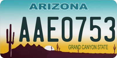 AZ license plate AAE0753