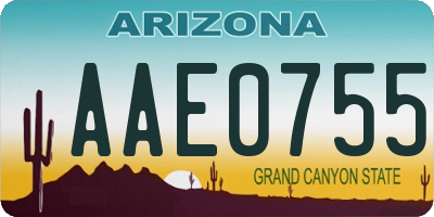 AZ license plate AAE0755