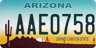 AZ license plate AAE0758