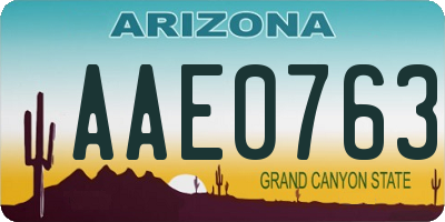 AZ license plate AAE0763