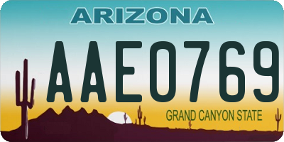 AZ license plate AAE0769