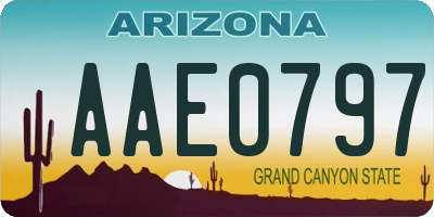 AZ license plate AAE0797
