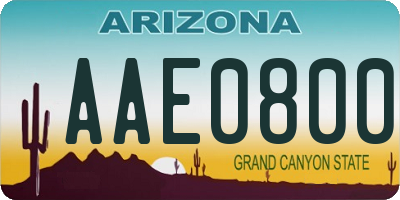 AZ license plate AAE0800