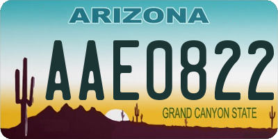 AZ license plate AAE0822