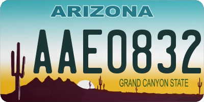 AZ license plate AAE0832