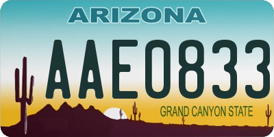 AZ license plate AAE0833