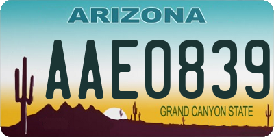 AZ license plate AAE0839