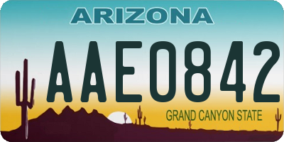 AZ license plate AAE0842