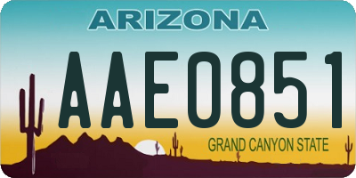 AZ license plate AAE0851