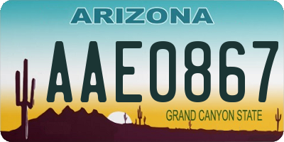 AZ license plate AAE0867