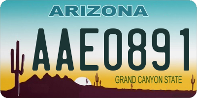 AZ license plate AAE0891