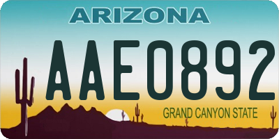 AZ license plate AAE0892