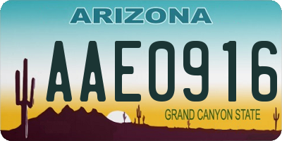 AZ license plate AAE0916