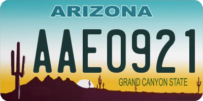 AZ license plate AAE0921