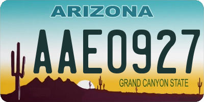 AZ license plate AAE0927