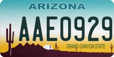 AZ license plate AAE0929