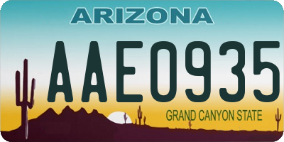 AZ license plate AAE0935