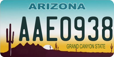 AZ license plate AAE0938