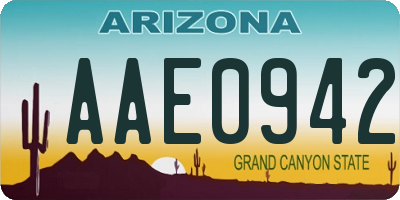 AZ license plate AAE0942