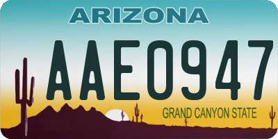AZ license plate AAE0947