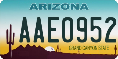 AZ license plate AAE0952