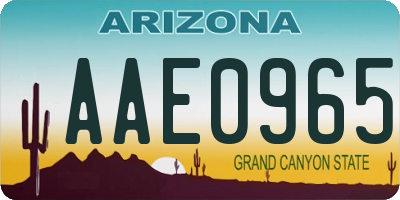 AZ license plate AAE0965