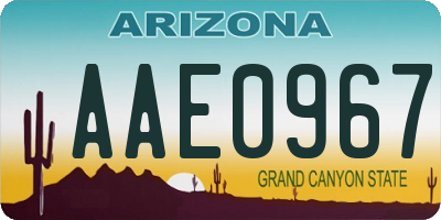 AZ license plate AAE0967