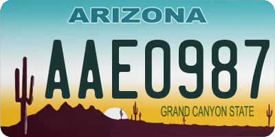 AZ license plate AAE0987