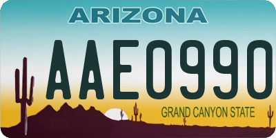 AZ license plate AAE0990