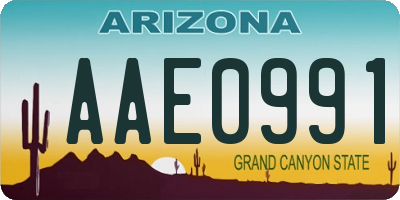 AZ license plate AAE0991