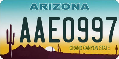 AZ license plate AAE0997