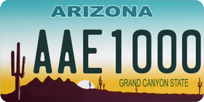 AZ license plate AAE1000