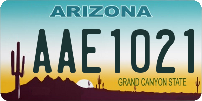 AZ license plate AAE1021