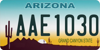 AZ license plate AAE1030