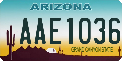 AZ license plate AAE1036