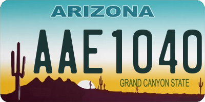 AZ license plate AAE1040