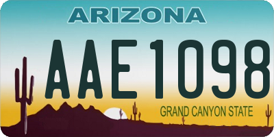 AZ license plate AAE1098