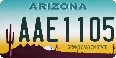 AZ license plate AAE1105