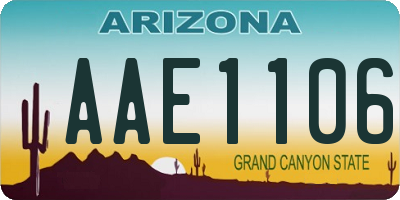 AZ license plate AAE1106