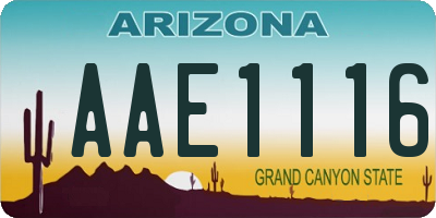 AZ license plate AAE1116