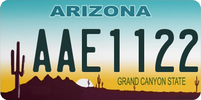 AZ license plate AAE1122