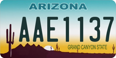 AZ license plate AAE1137